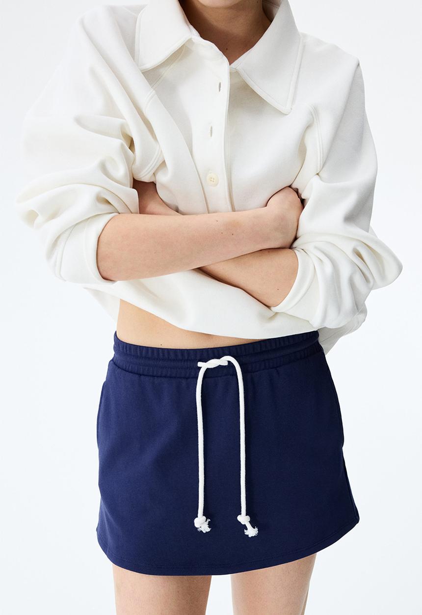 H&M - Pleat-detail sweatshirt skort - dark blue