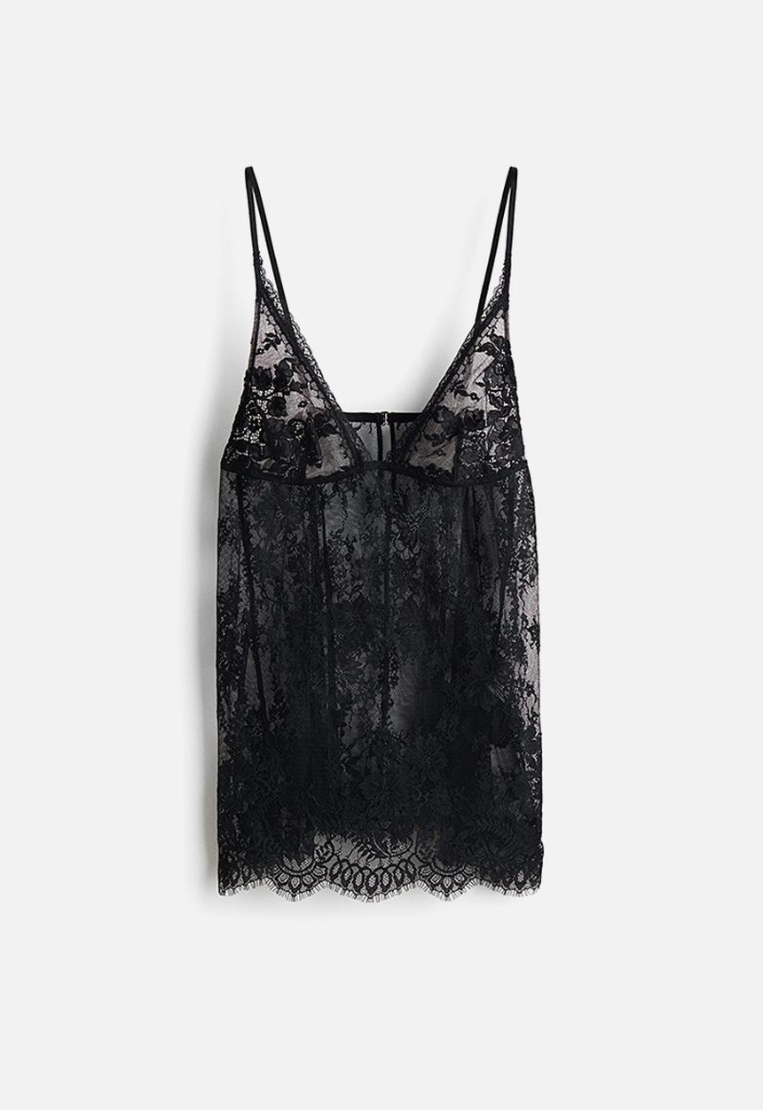 H&M - Lace strappy top - black