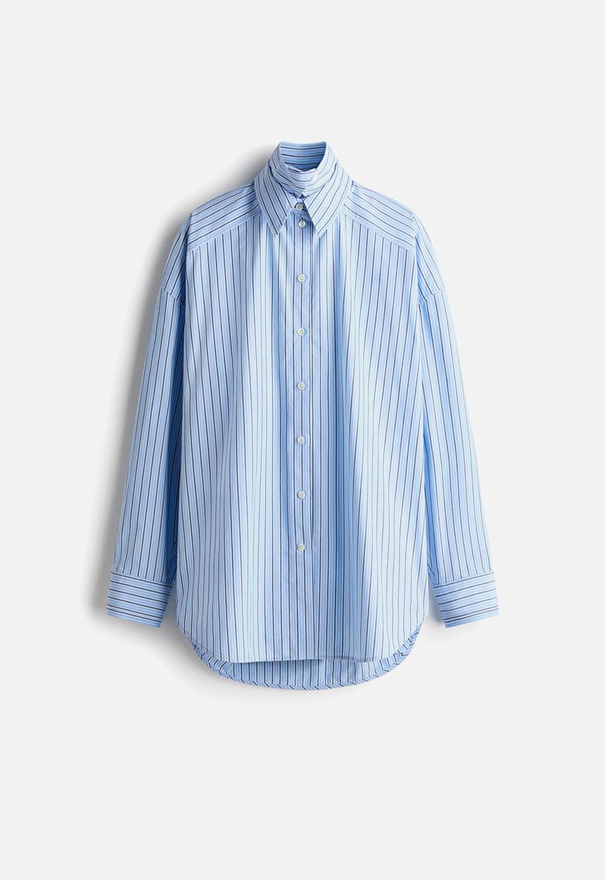 H&M - H&M Studio:  Layered-look poplin shirt - light blue/striped
