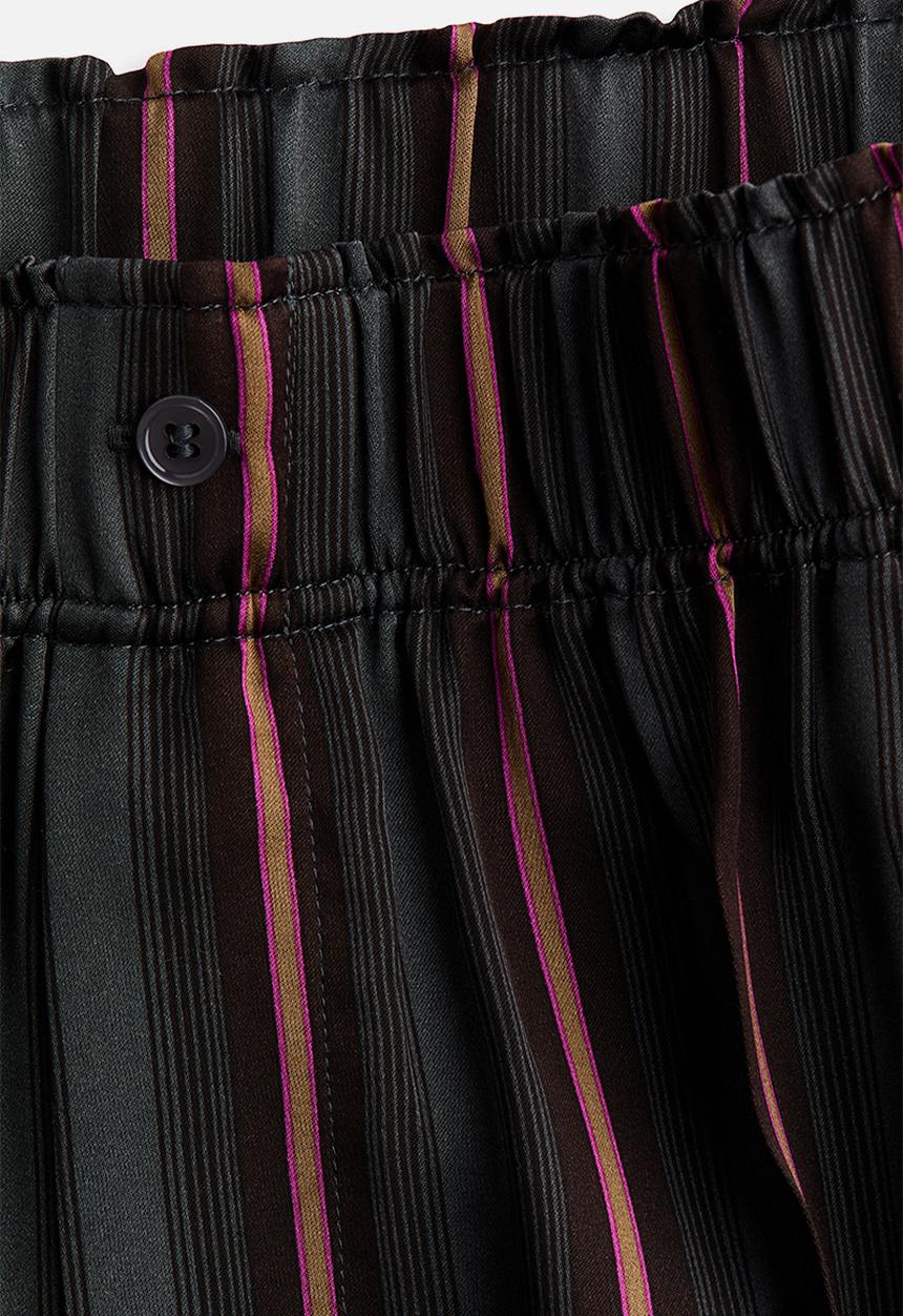 H&M - H&M Studio:  Satin pull-on trousers - dark grey/striped