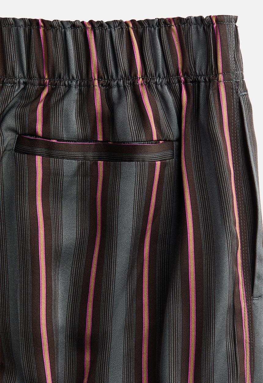 H&M - H&M Studio:  Satin pull-on trousers - dark grey/striped