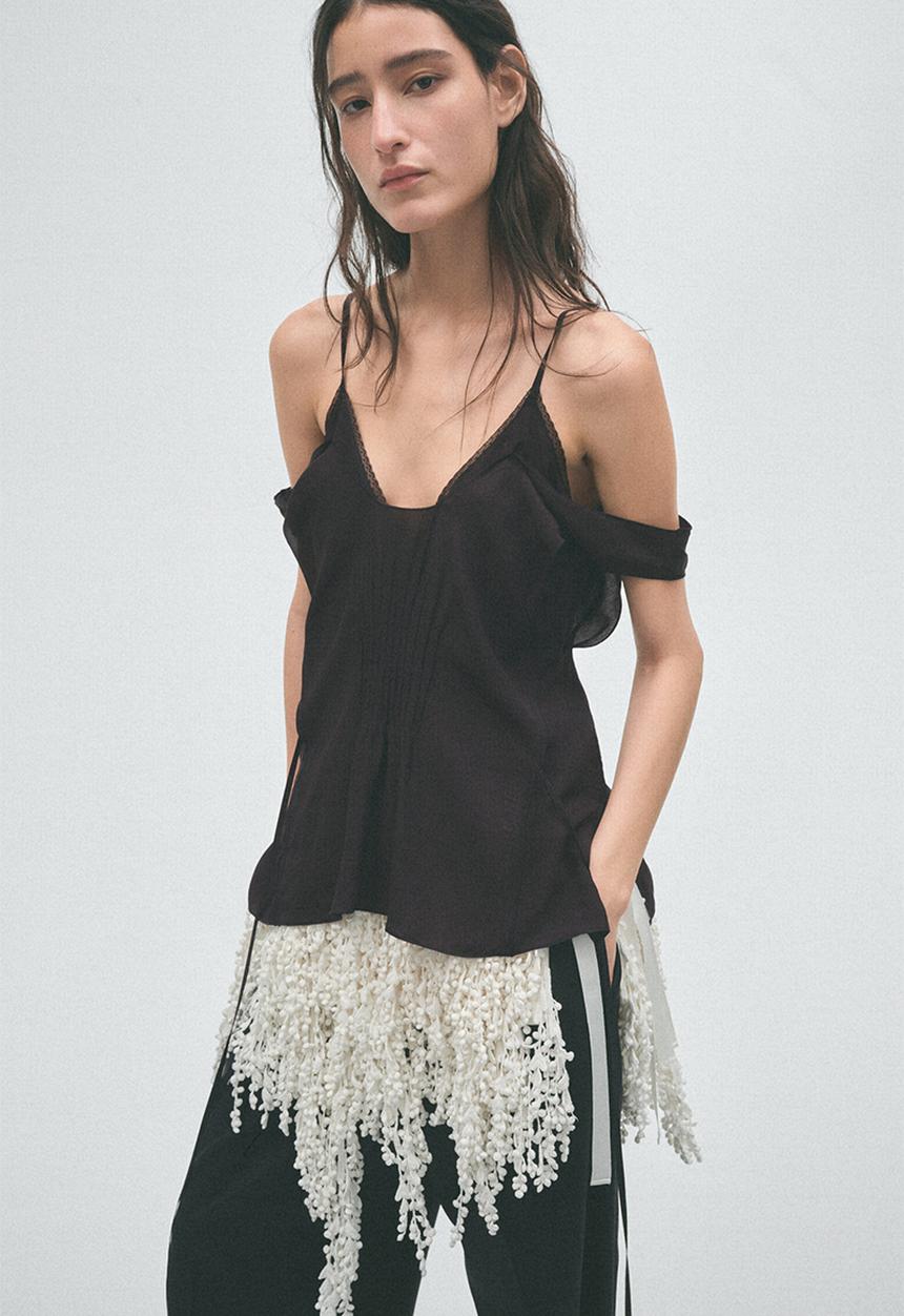 H&M - H&M Studio:  Layered cold shoulder top - black