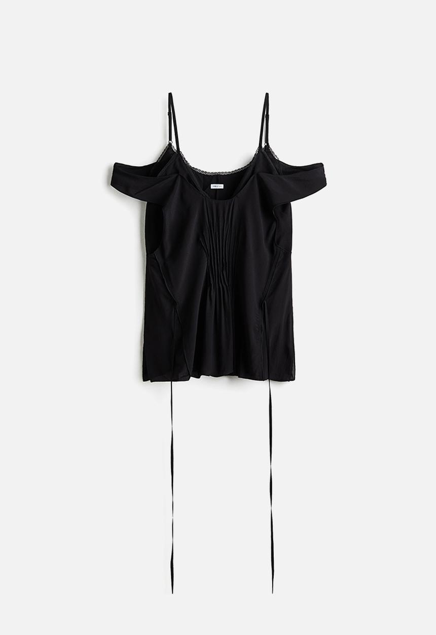 H&M - H&M Studio:  Layered cold shoulder top - black