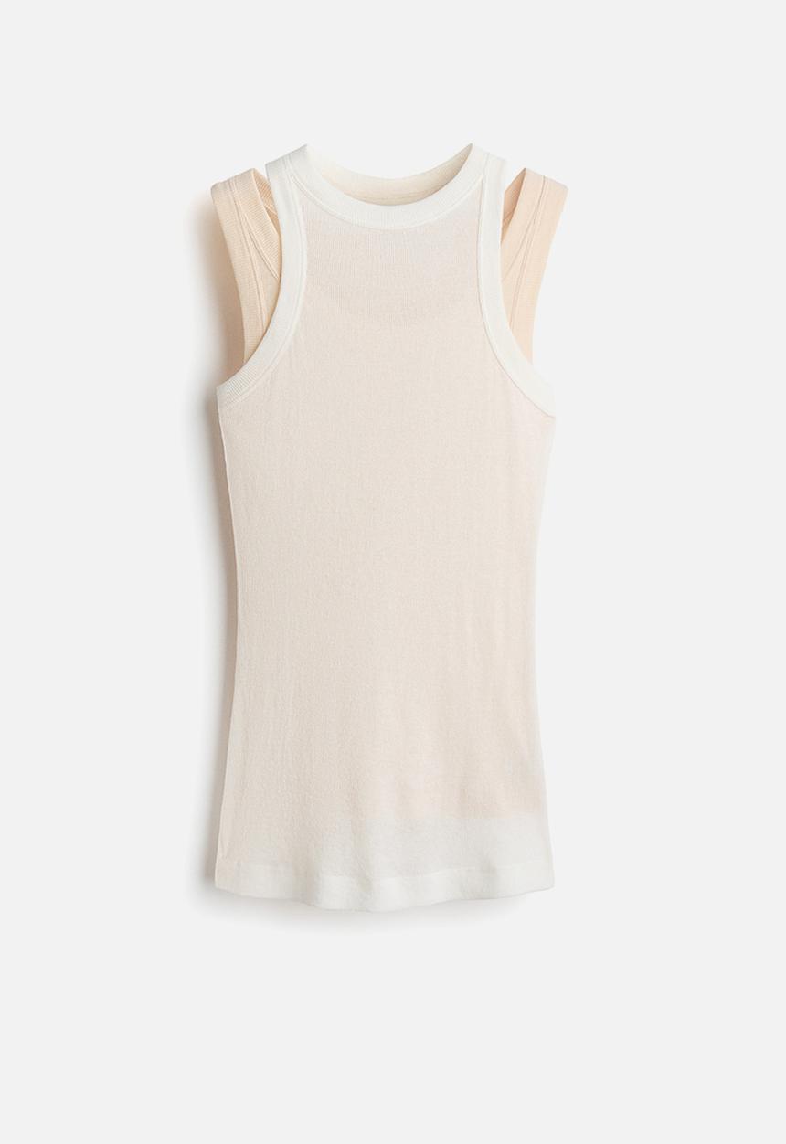 H&M - H&M Studio:  Layered vest top - ivory/light beige