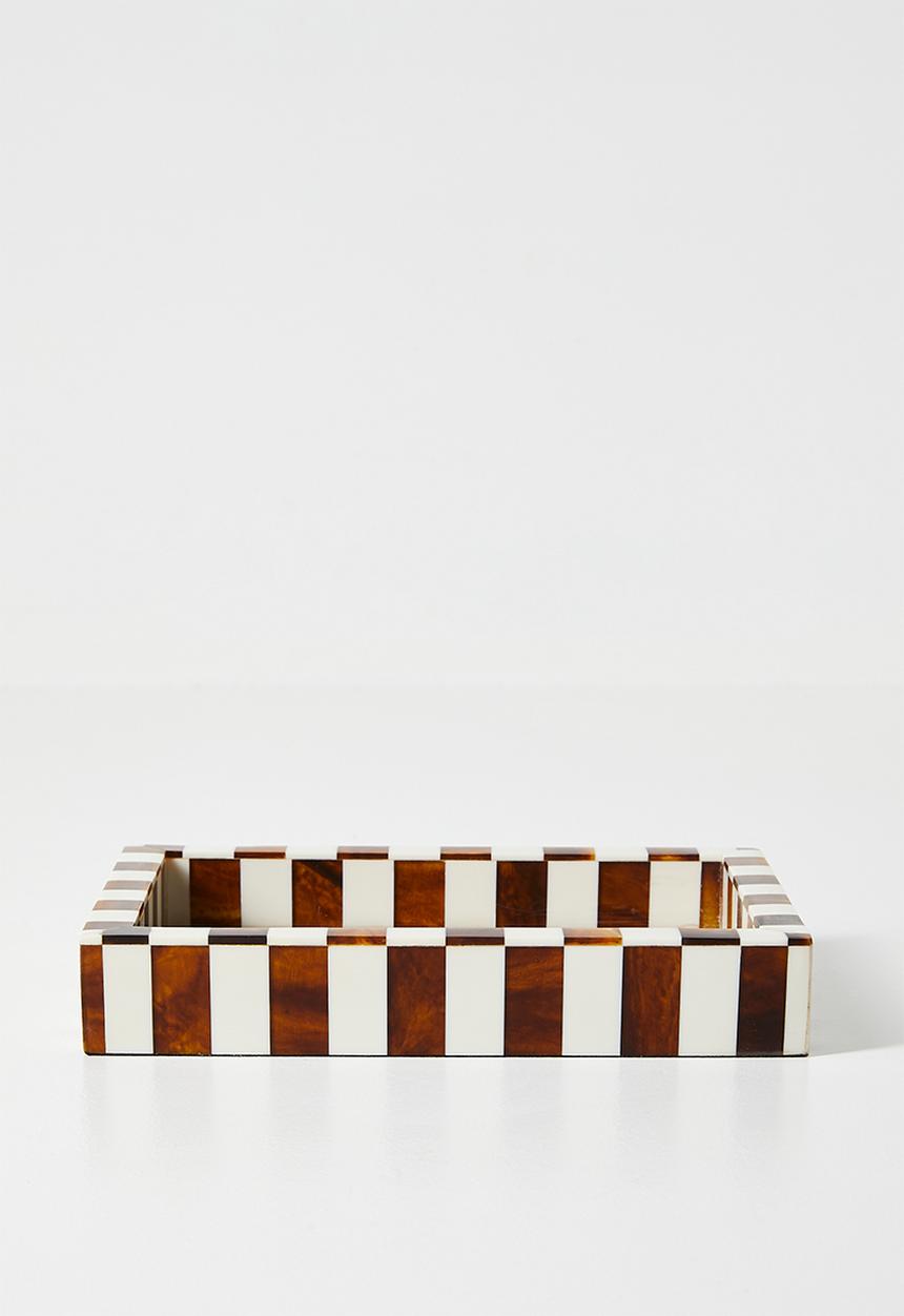 Sixth Floor - Check Inlay Trinket Tray - Natural