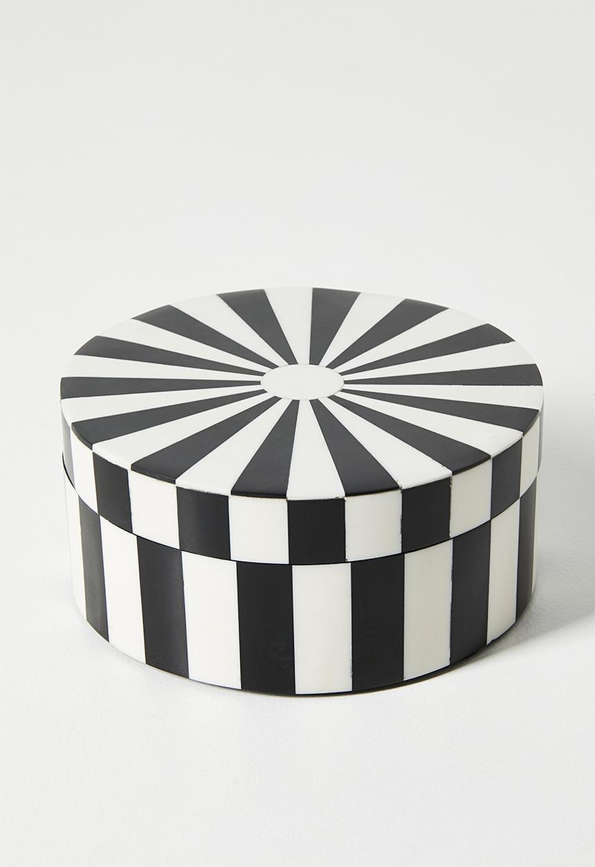 Sixth Floor - Inlay Round Trinket Box - Black & White