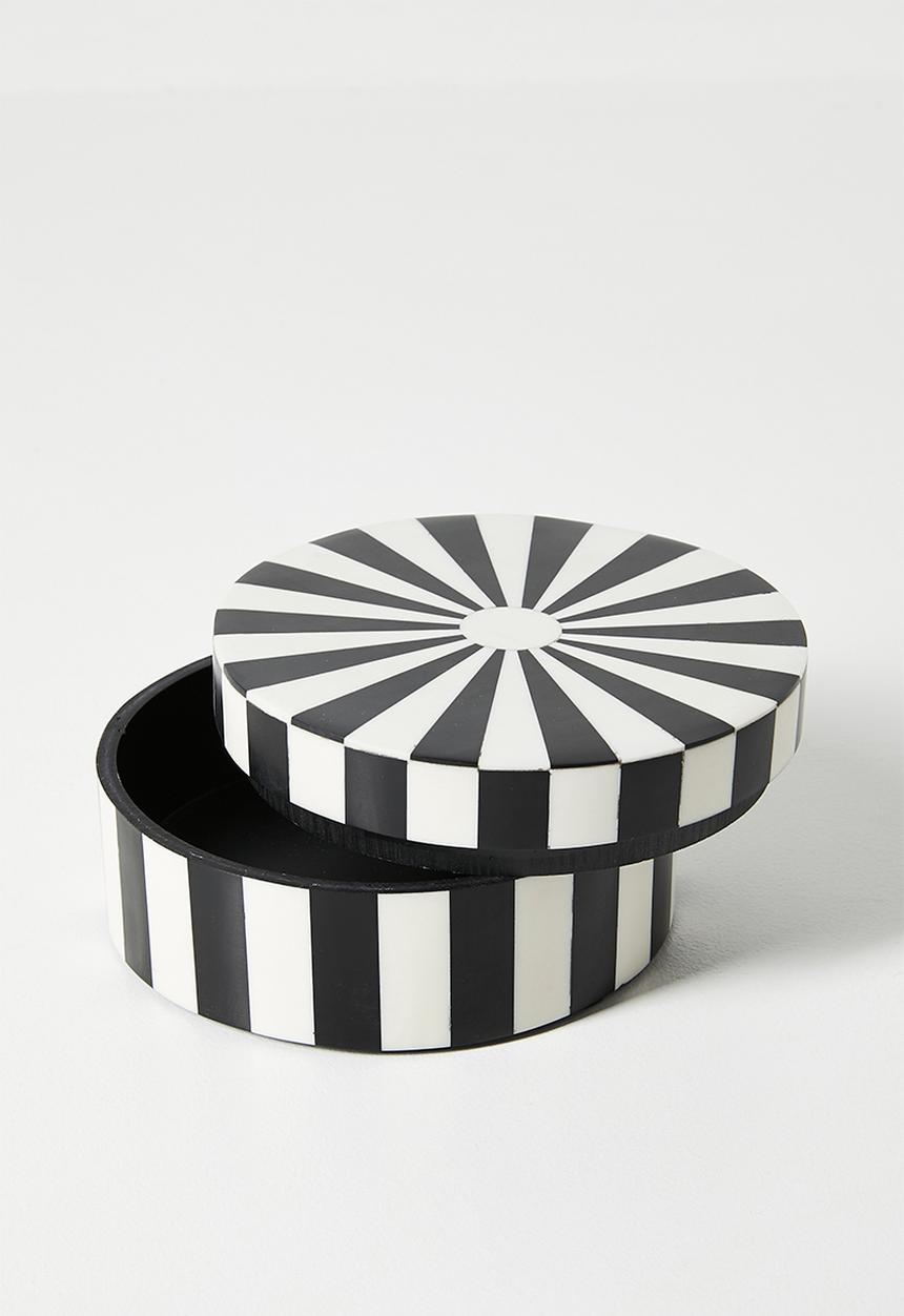 Sixth Floor - Inlay Round Trinket Box - Black & White