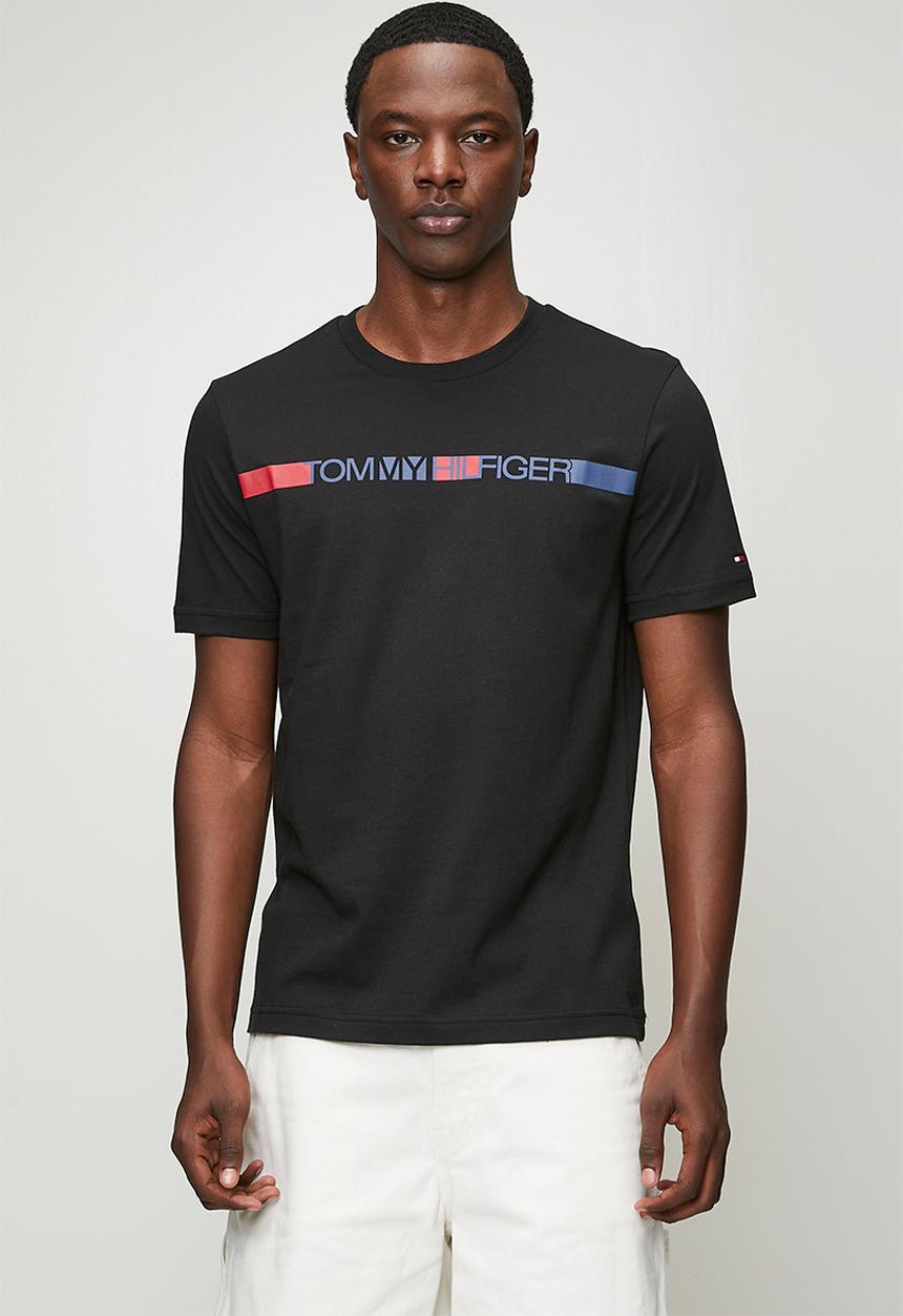 Tommy Hilfiger - Brand love  stripe tee - black