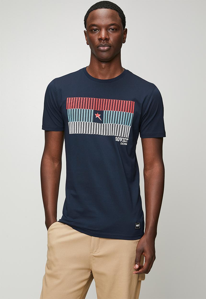 SOVIET - Crew Neck Fashion T-Shirt-Navy