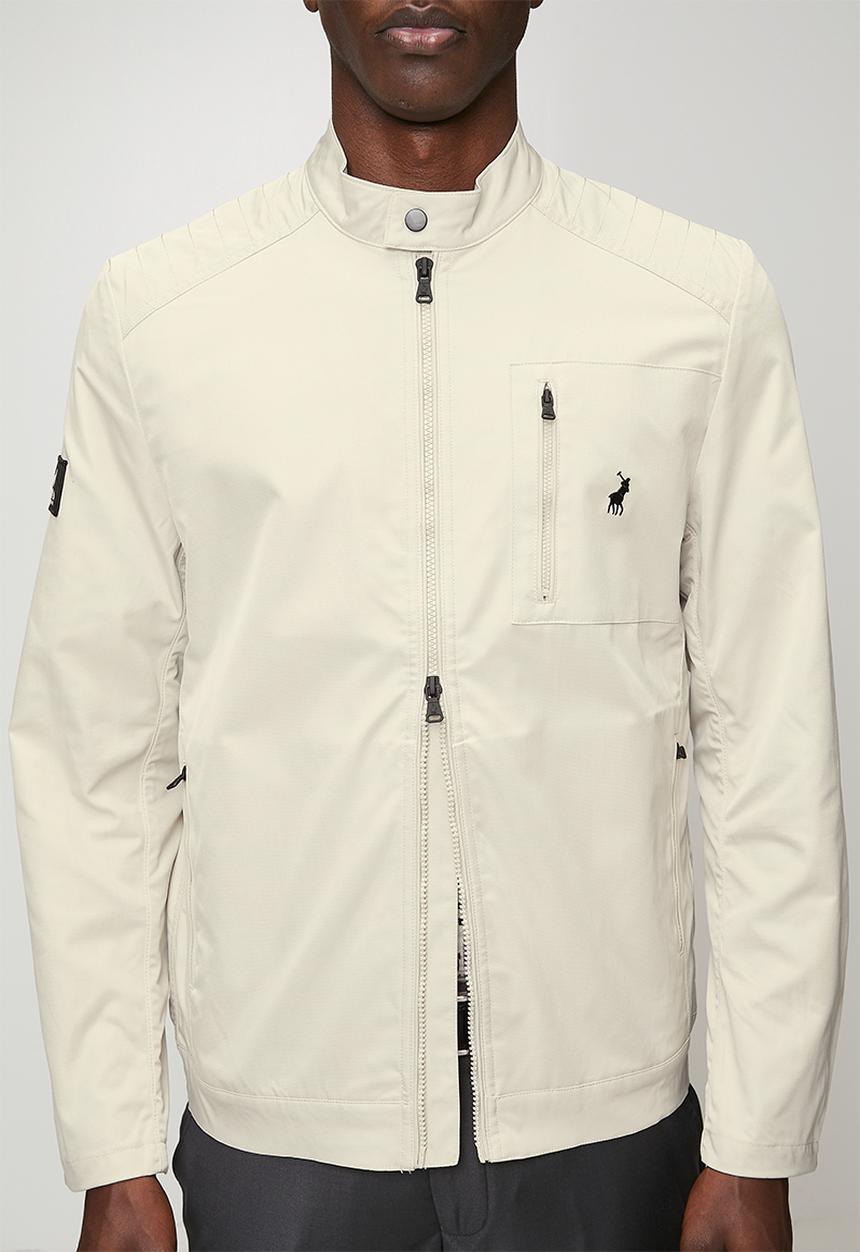 POLO - Mens pjc long sleeve quilted biker jacket - natural 