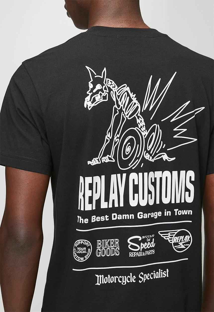 Replay - Miami Print T-Shirt - Black