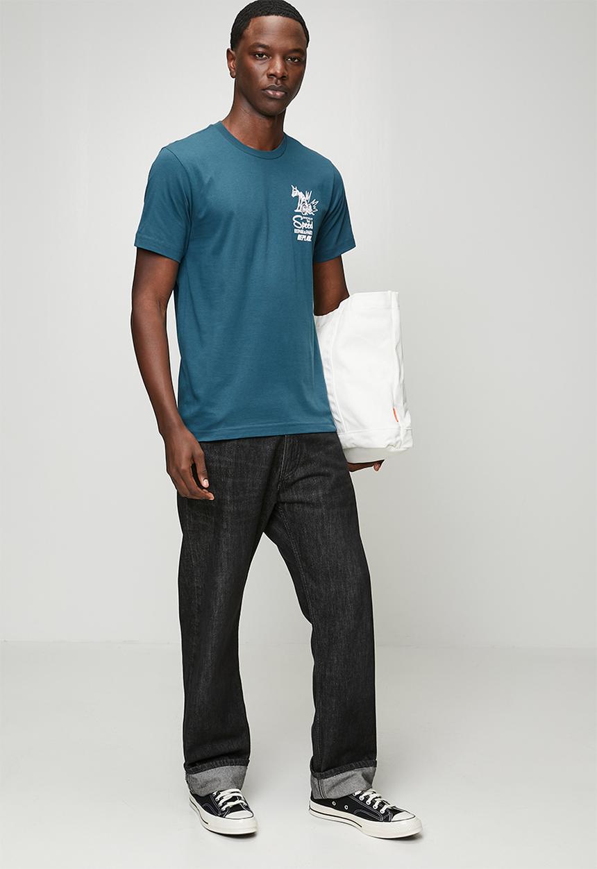 Replay - Miami Print T-Shirt - Petrol Blue