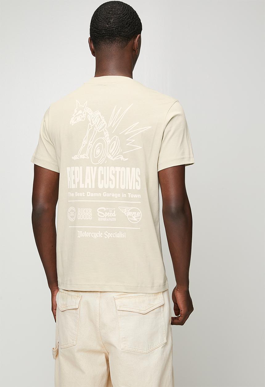 Replay - Miami Print T-Shirt - Bone