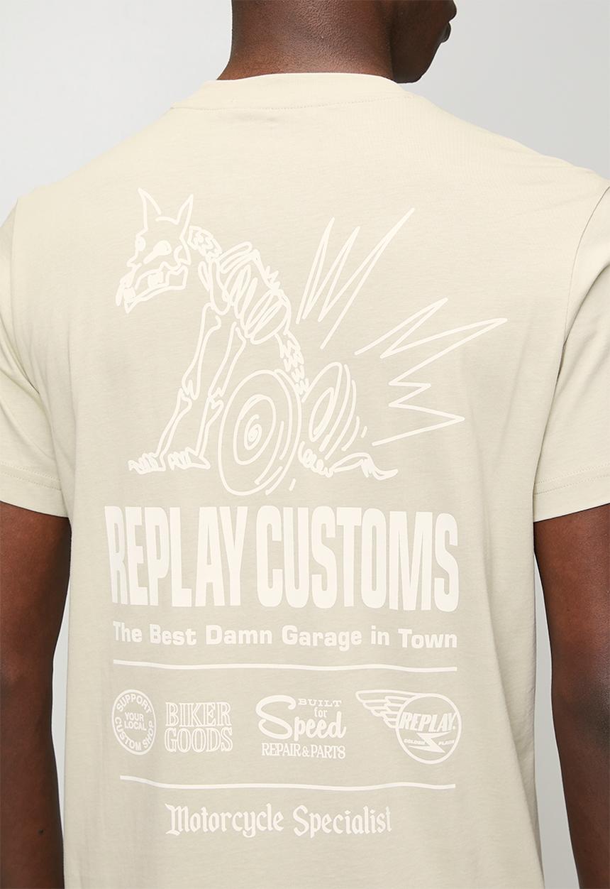 Replay - Miami Print T-Shirt - Bone