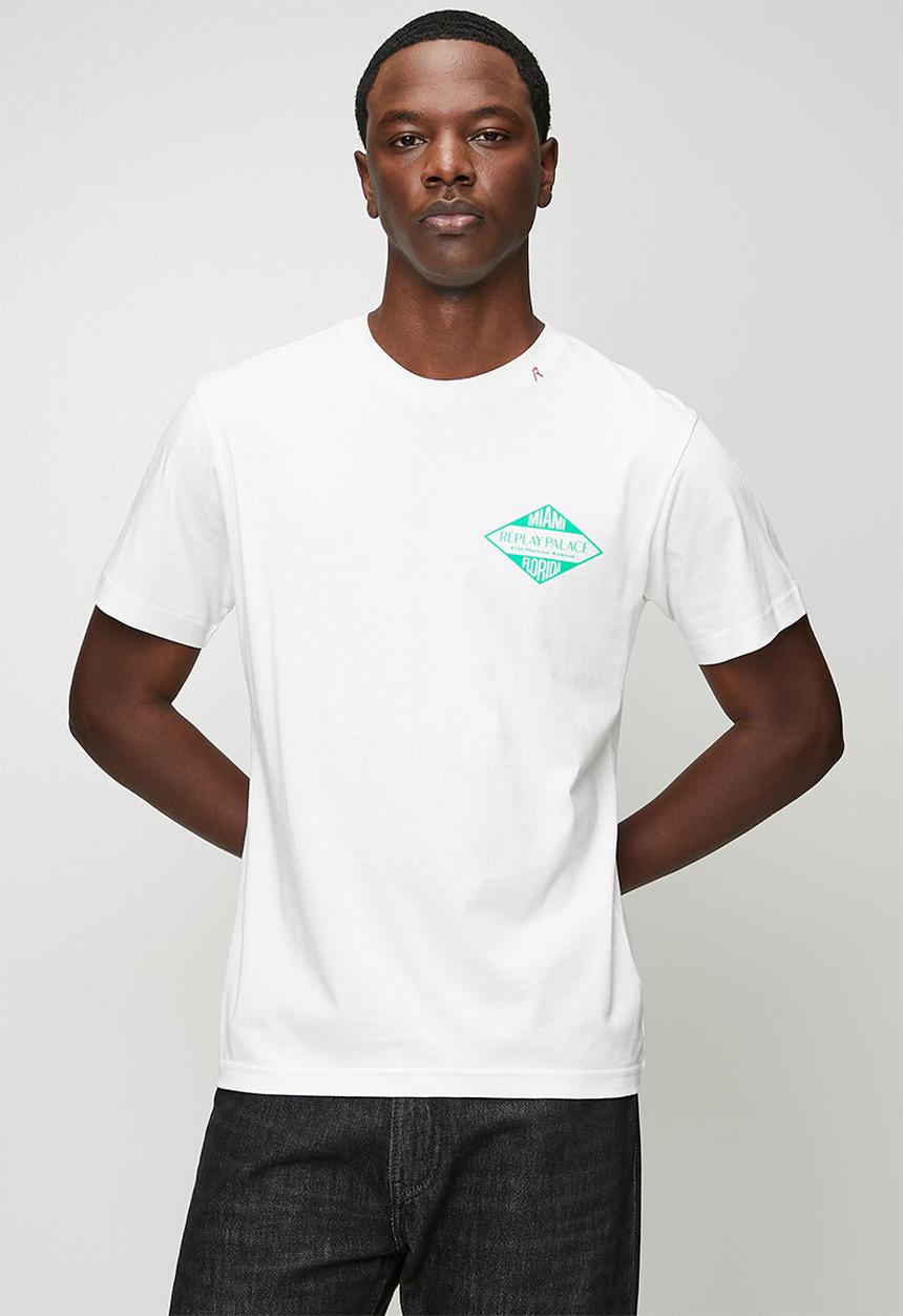 Replay - Miami Print T-Shirt - White