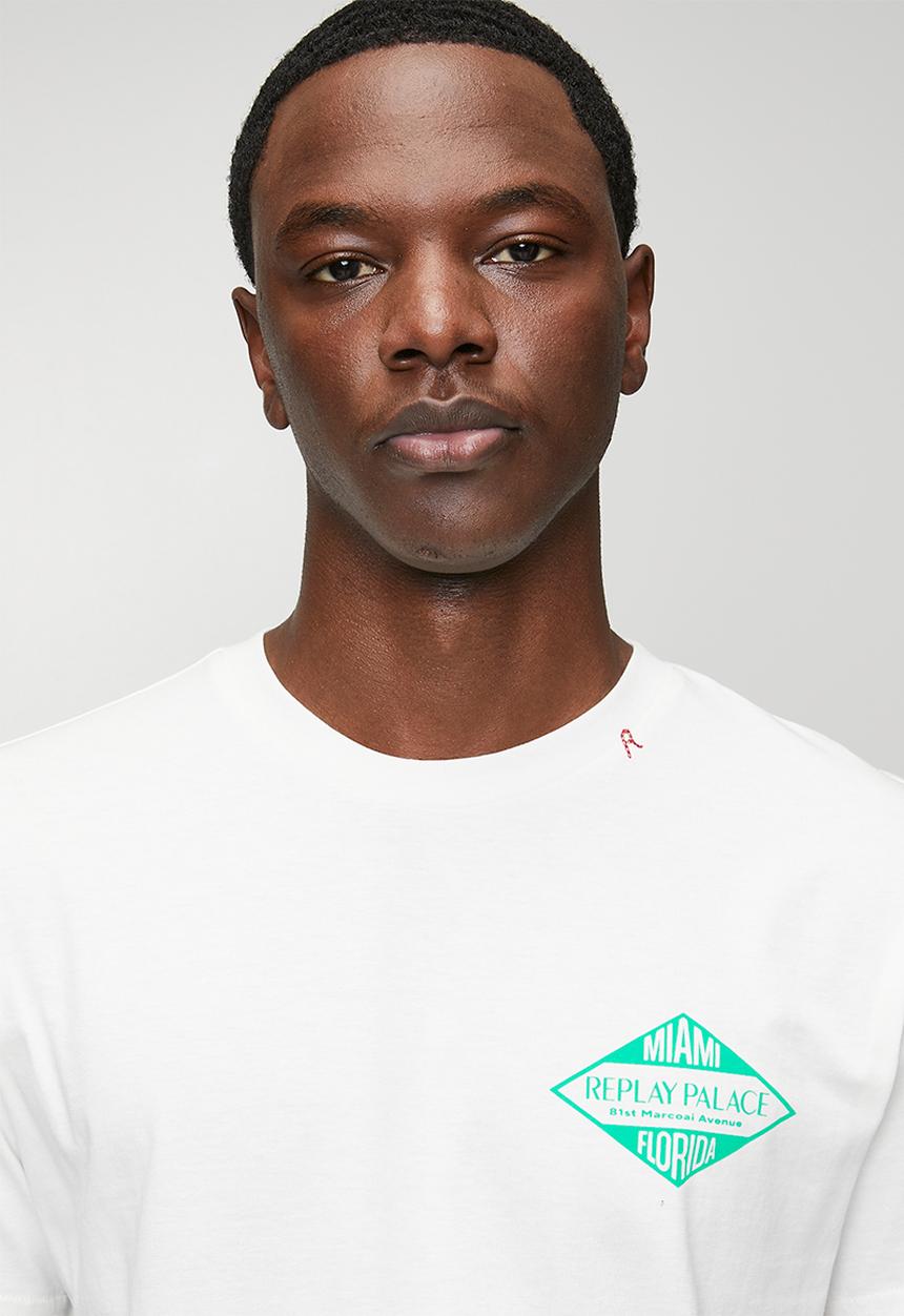 Replay - Miami Print T-Shirt - White
