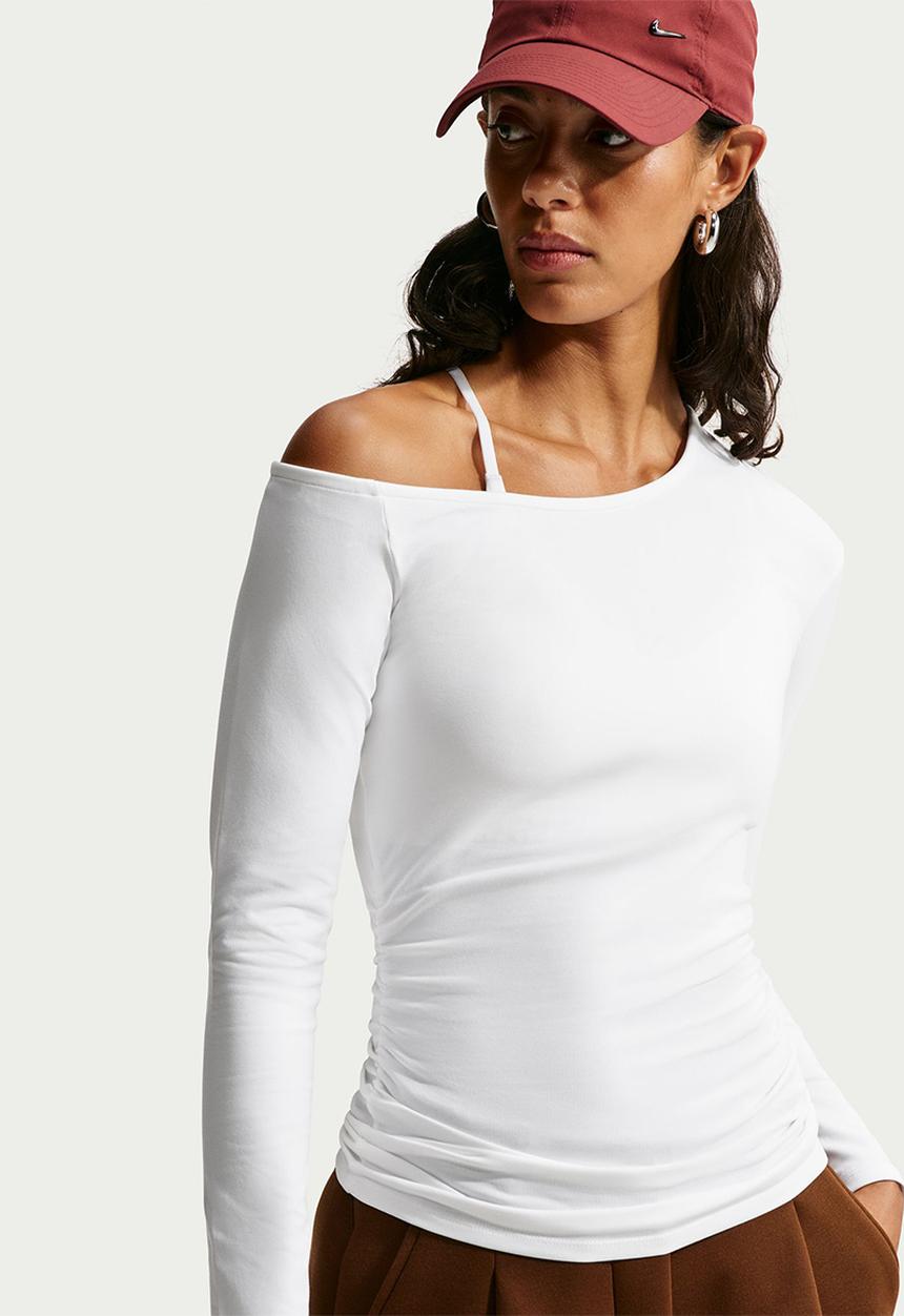 Nike - W Nk Long-Sleeve Fitted Top - White