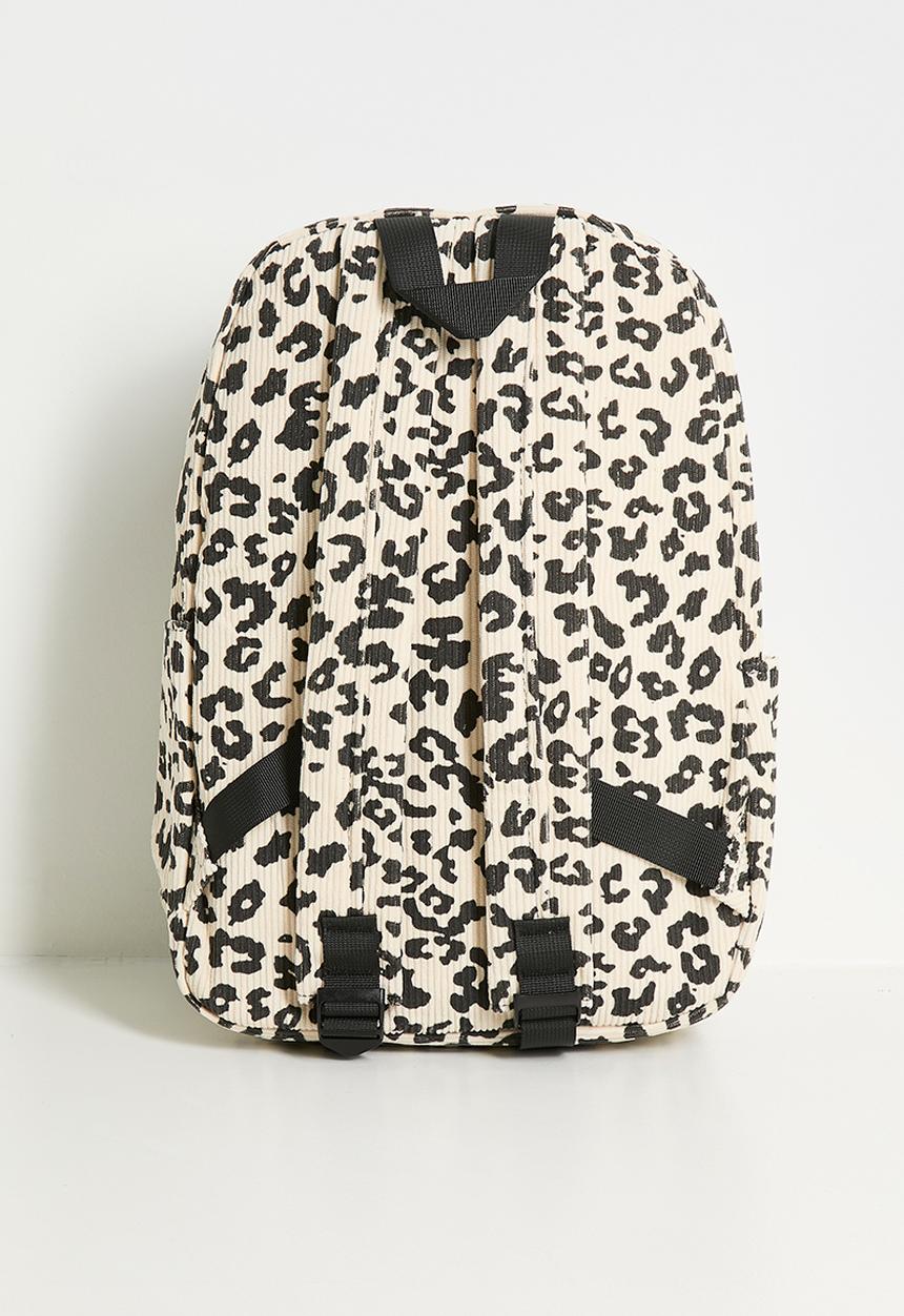 Pop Candy - Leopard print corduroy backpack - cream