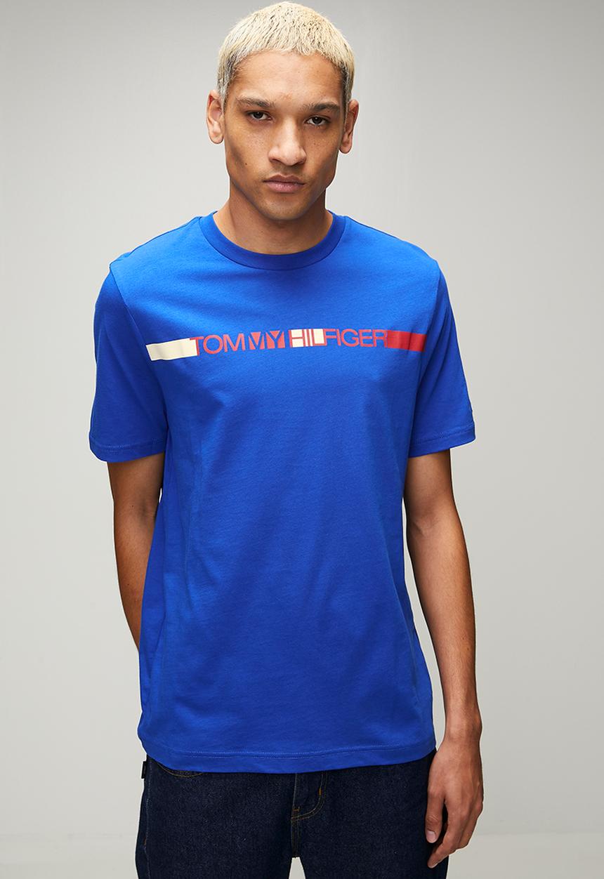 Tommy Hilfiger - BRAND LOVE  STRIPE TEE - Regal Blue