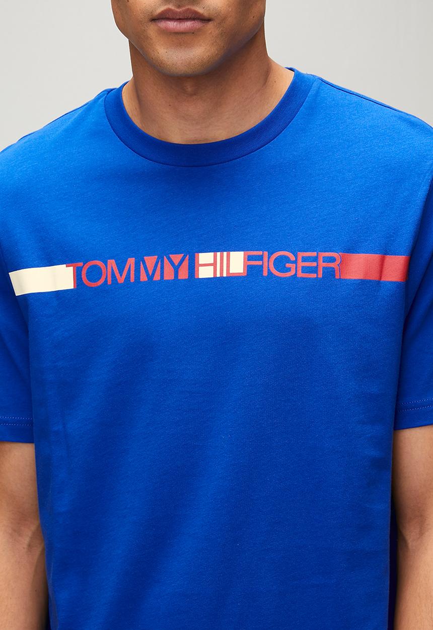 Tommy Hilfiger - BRAND LOVE  STRIPE TEE - Regal Blue
