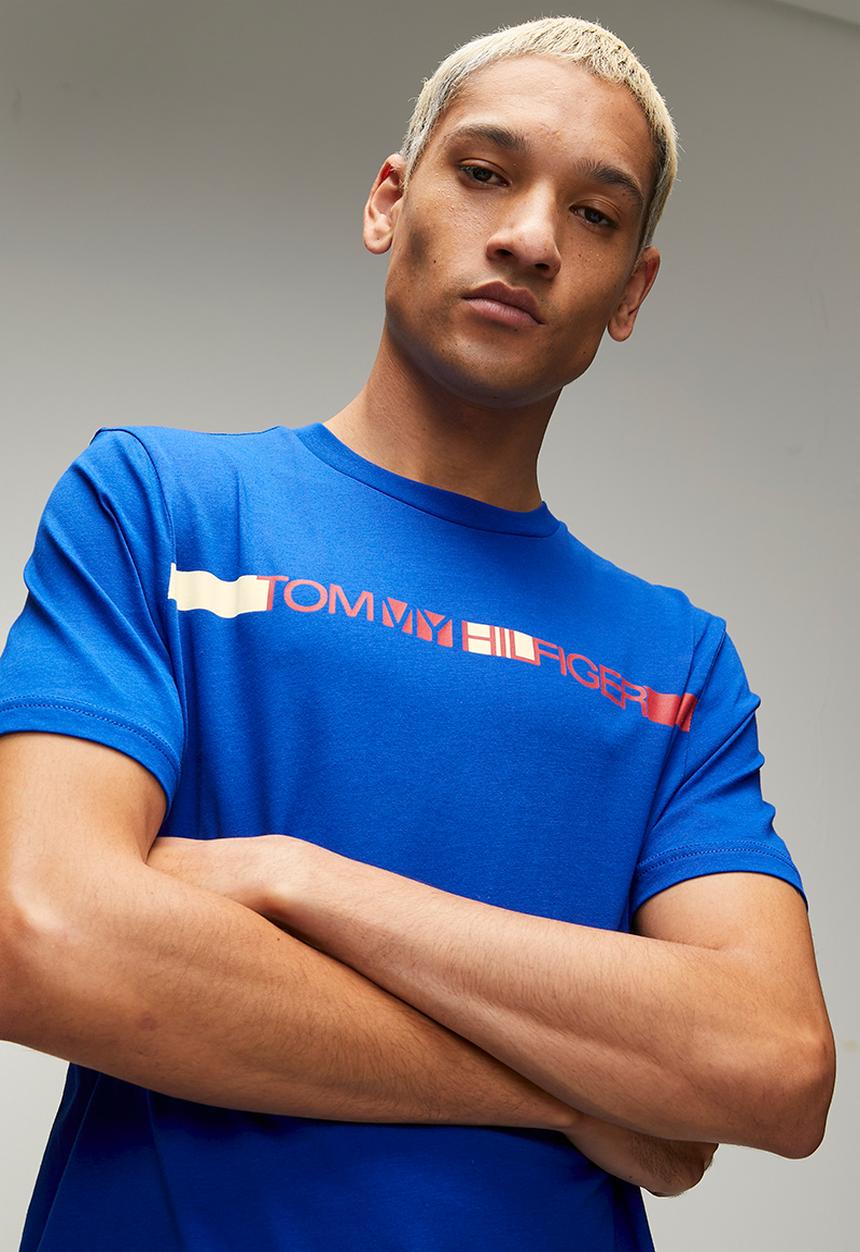 Tommy Hilfiger - BRAND LOVE  STRIPE TEE - Regal Blue
