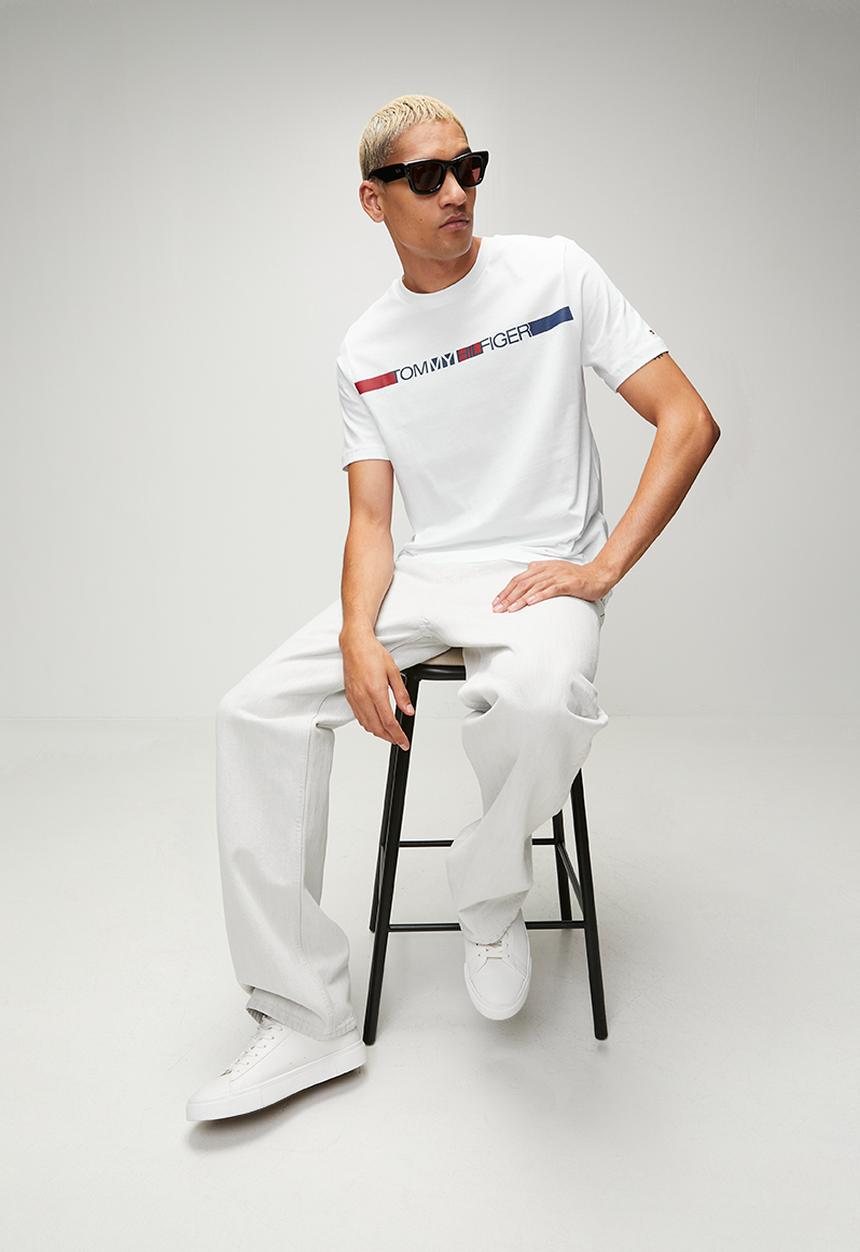 Tommy Hilfiger - BRAND LOVE  STRIPE TEE - White