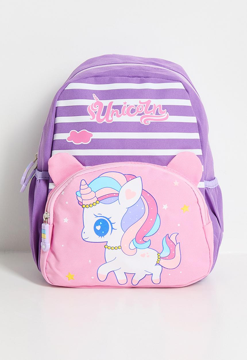 Pop Candy - Striped backpack with unicorn placement pocket - light purple/pink