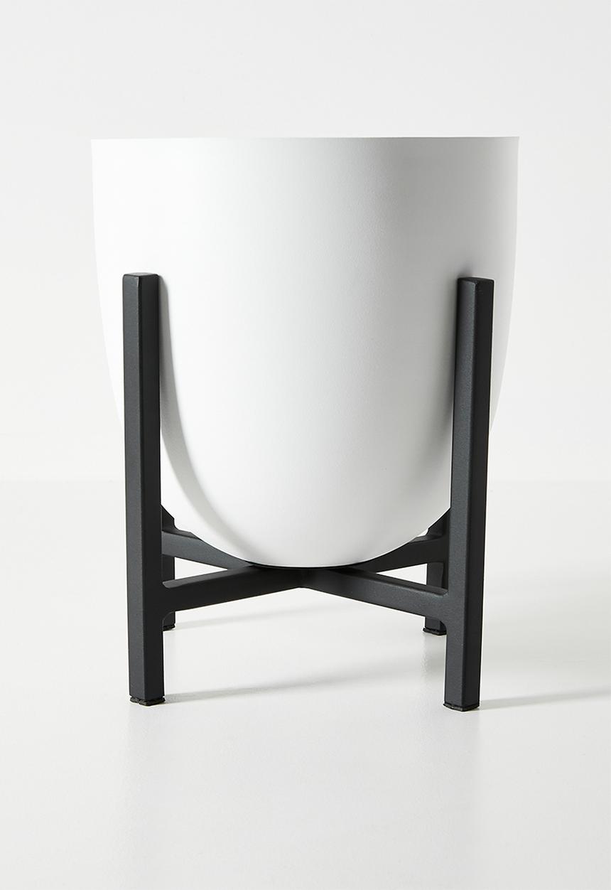 Sixth Floor - Standing Iron Planter - White & Black