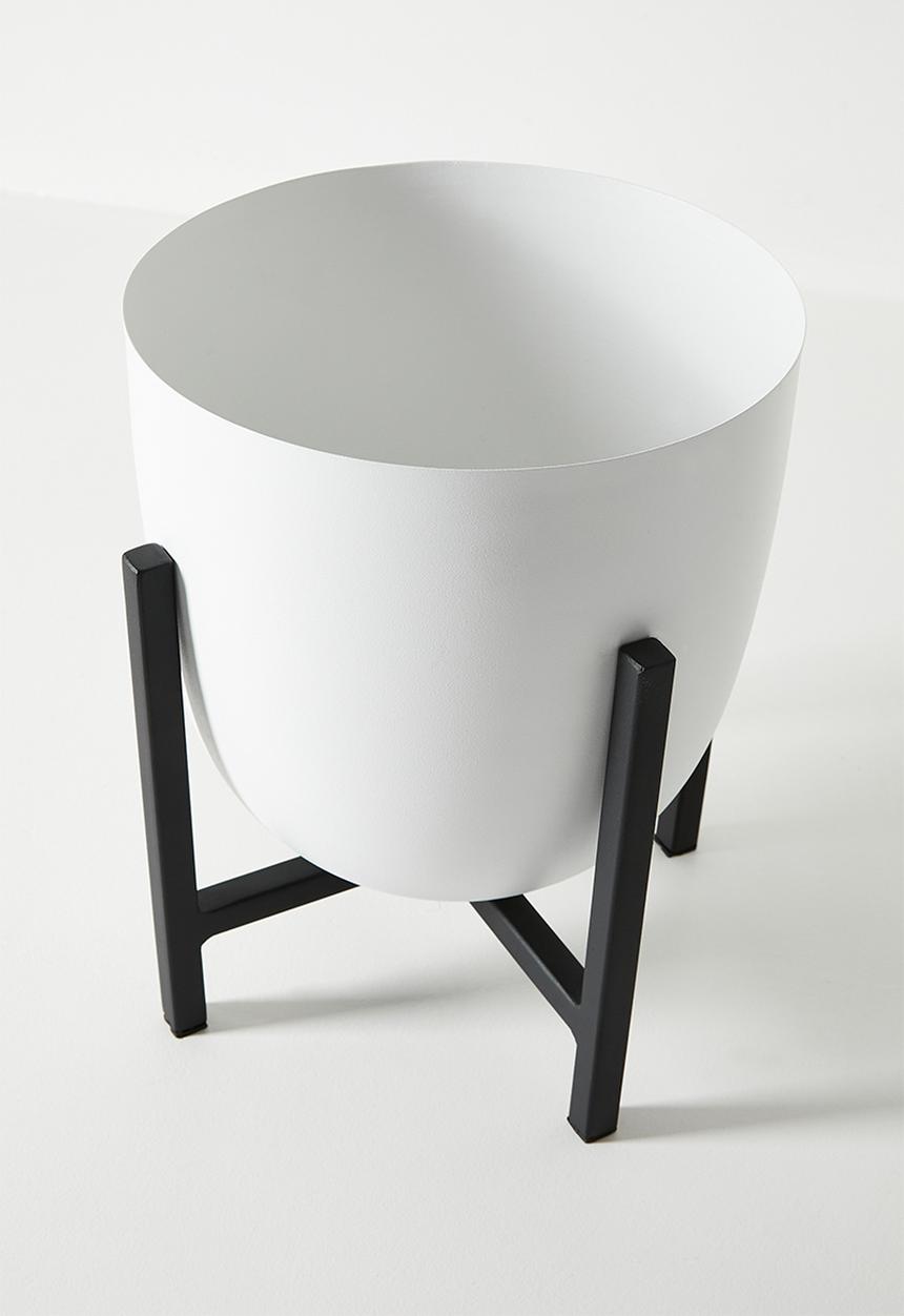 Sixth Floor - Standing Iron Planter - White & Black