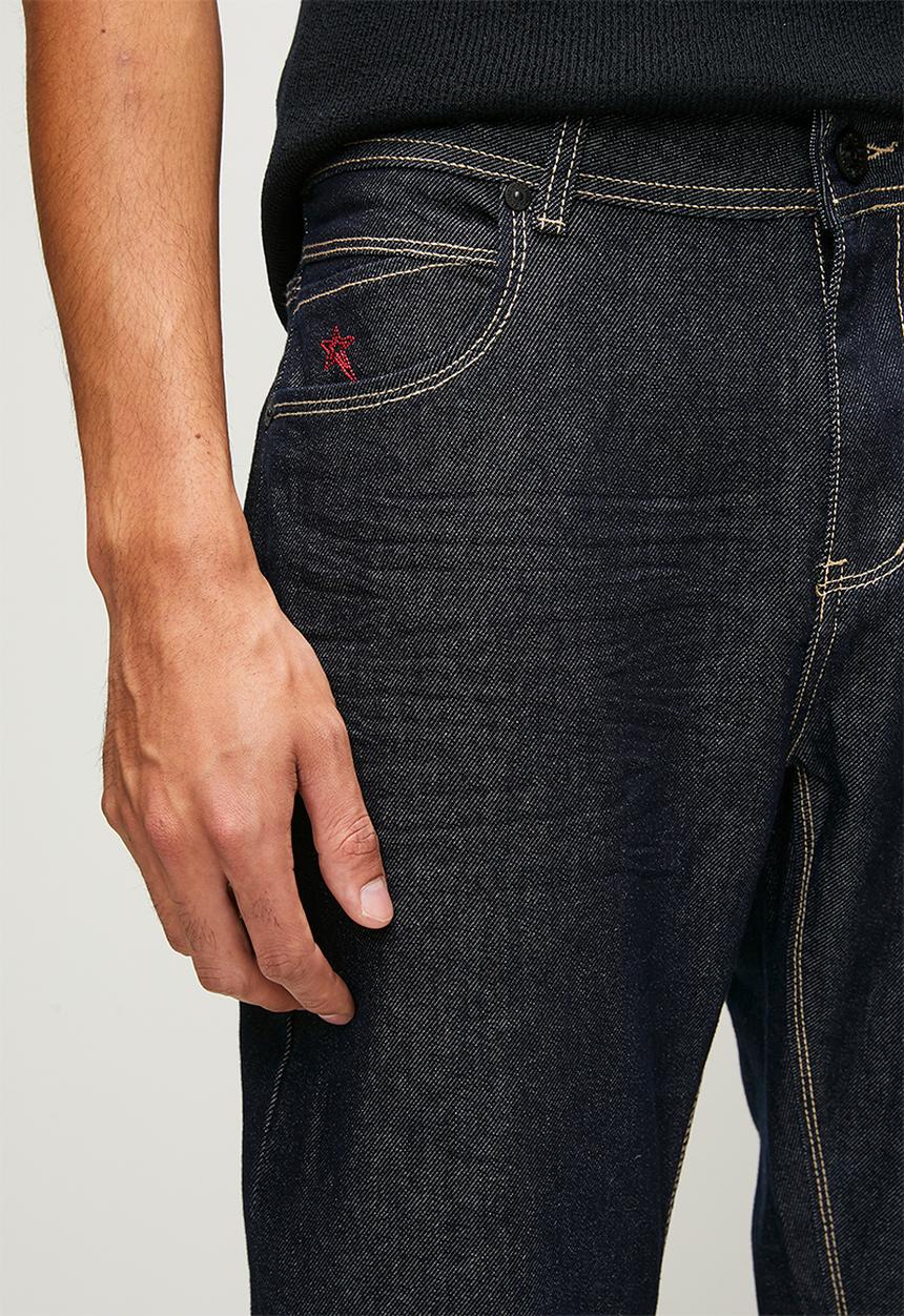 SOVIET - Raw Straight Leg Denim -Blue Black