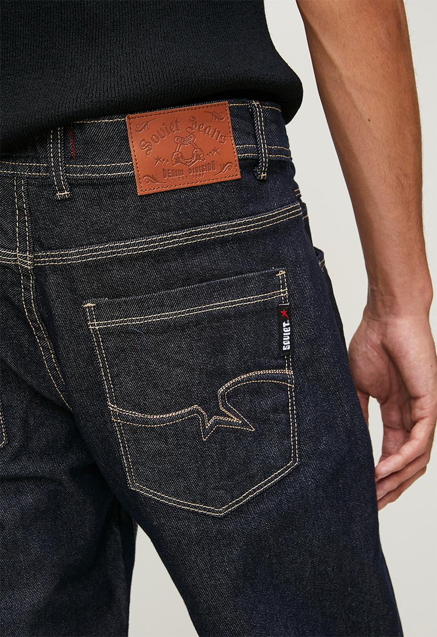 SOVIET - Raw Straight Leg Denim -Blue Black
