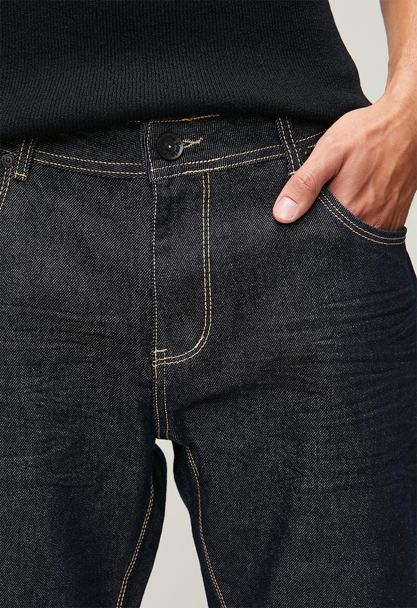 SOVIET - Raw Straight Leg Denim -Blue Black
