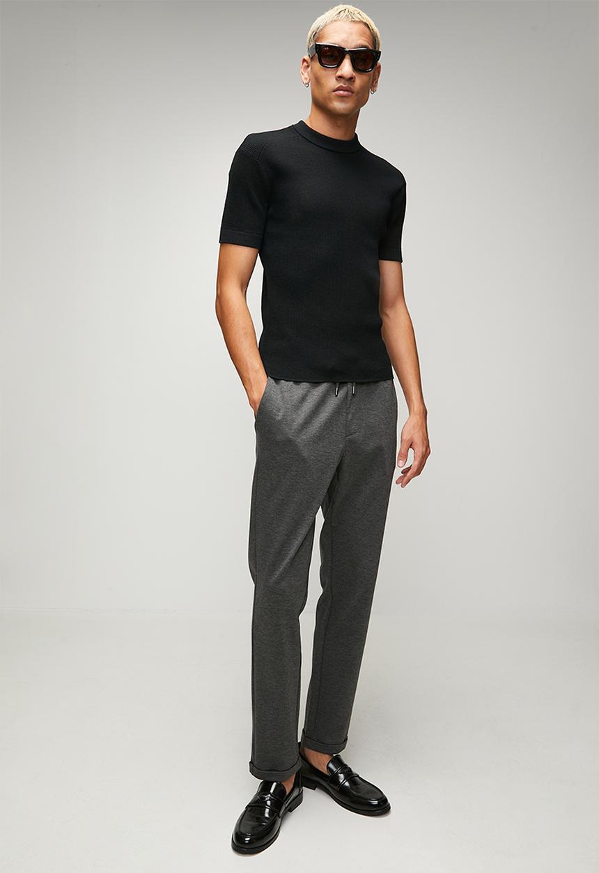 Only & Sons - Onslinus Dobby Stretch Pants - Dark Grey Melange