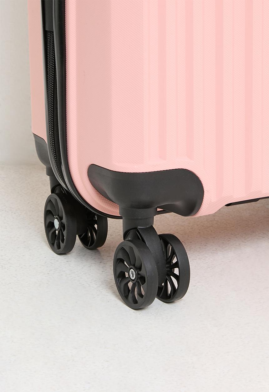Pop Candy - Ribbed spinner wheel trolley bag - blush pink