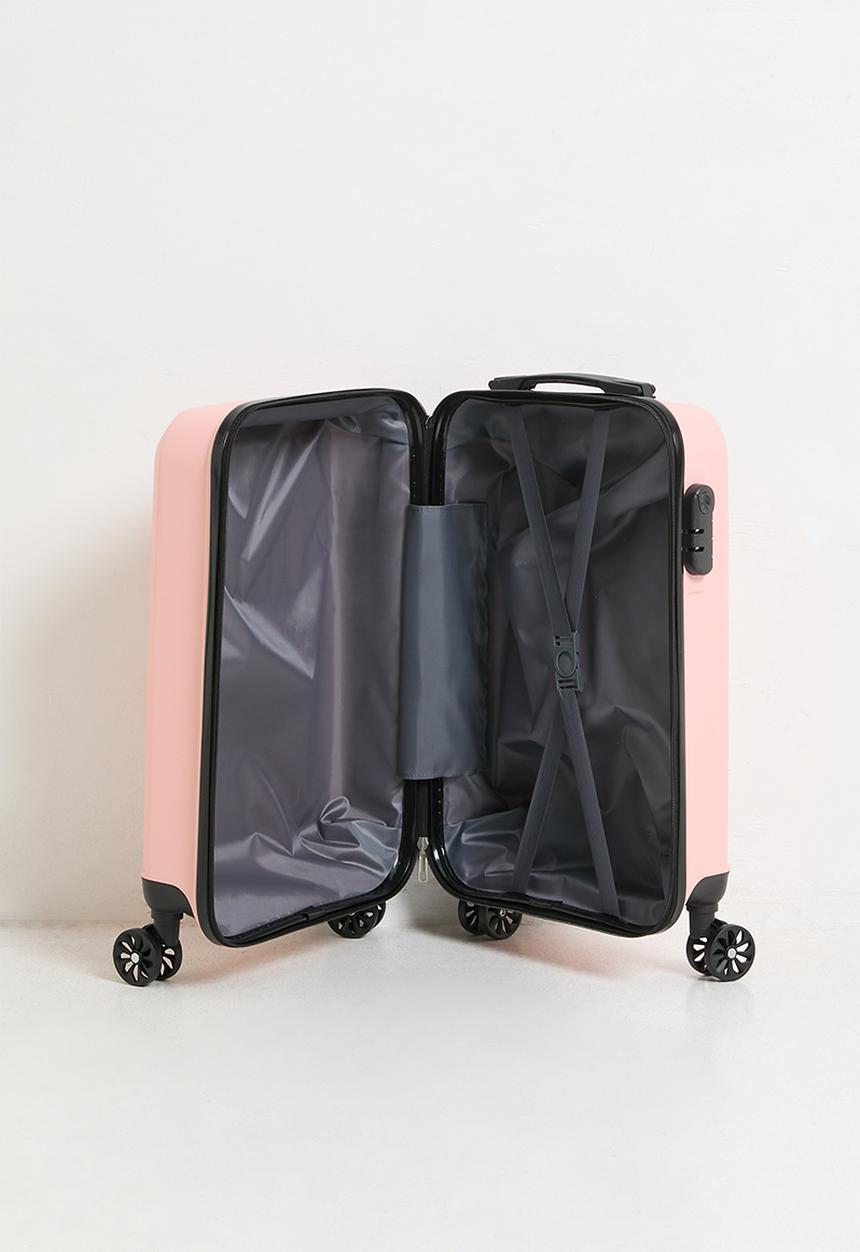 Pop Candy - Ribbed spinner wheel trolley bag - blush pink