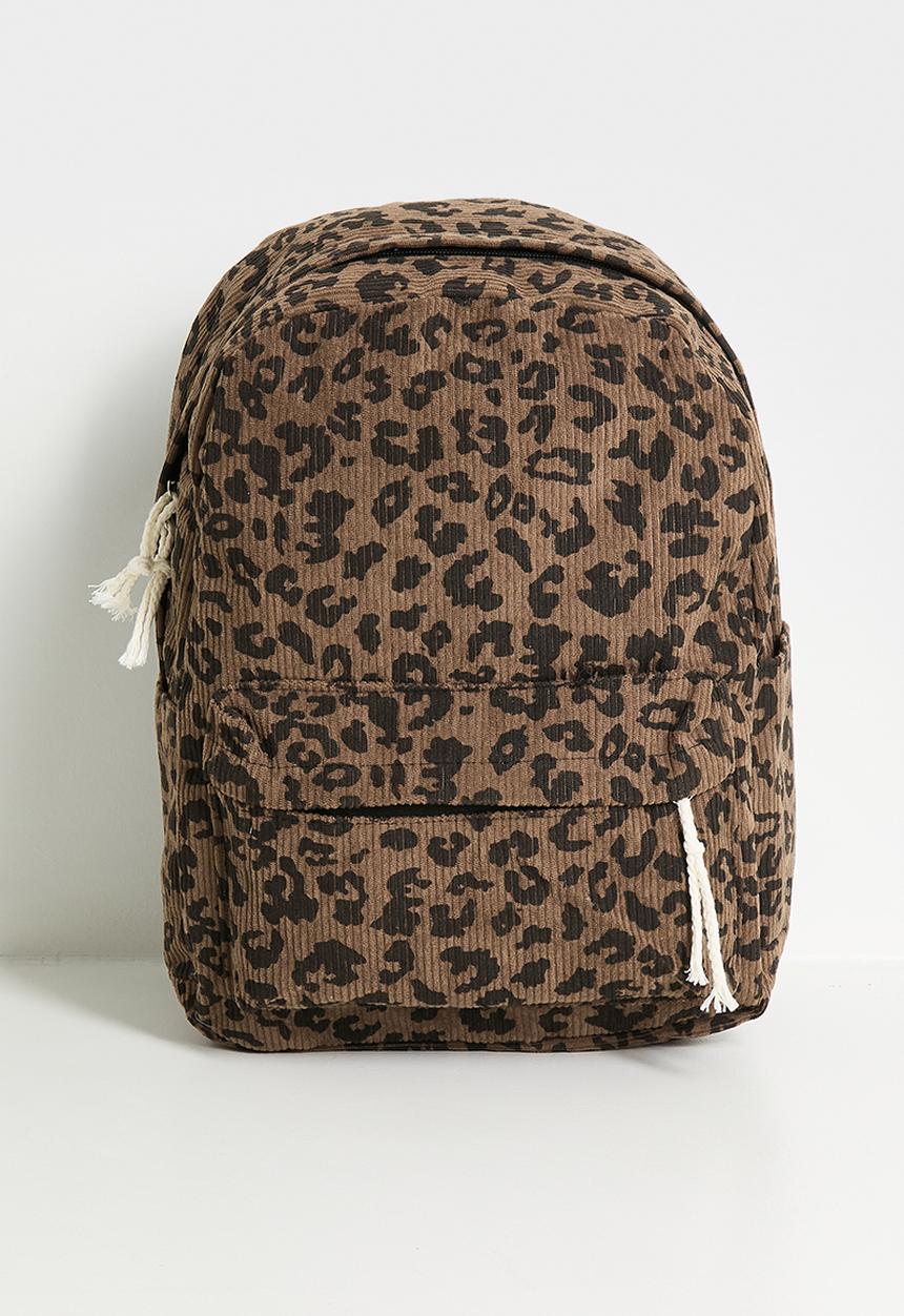 Pop Candy - Leopard print corduroy backpack - brown