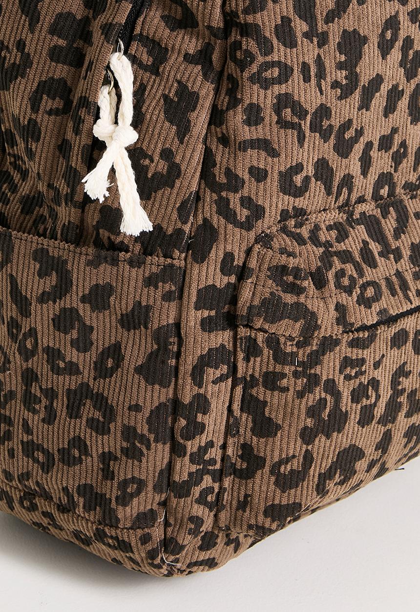 Pop Candy - Leopard print corduroy backpack - brown