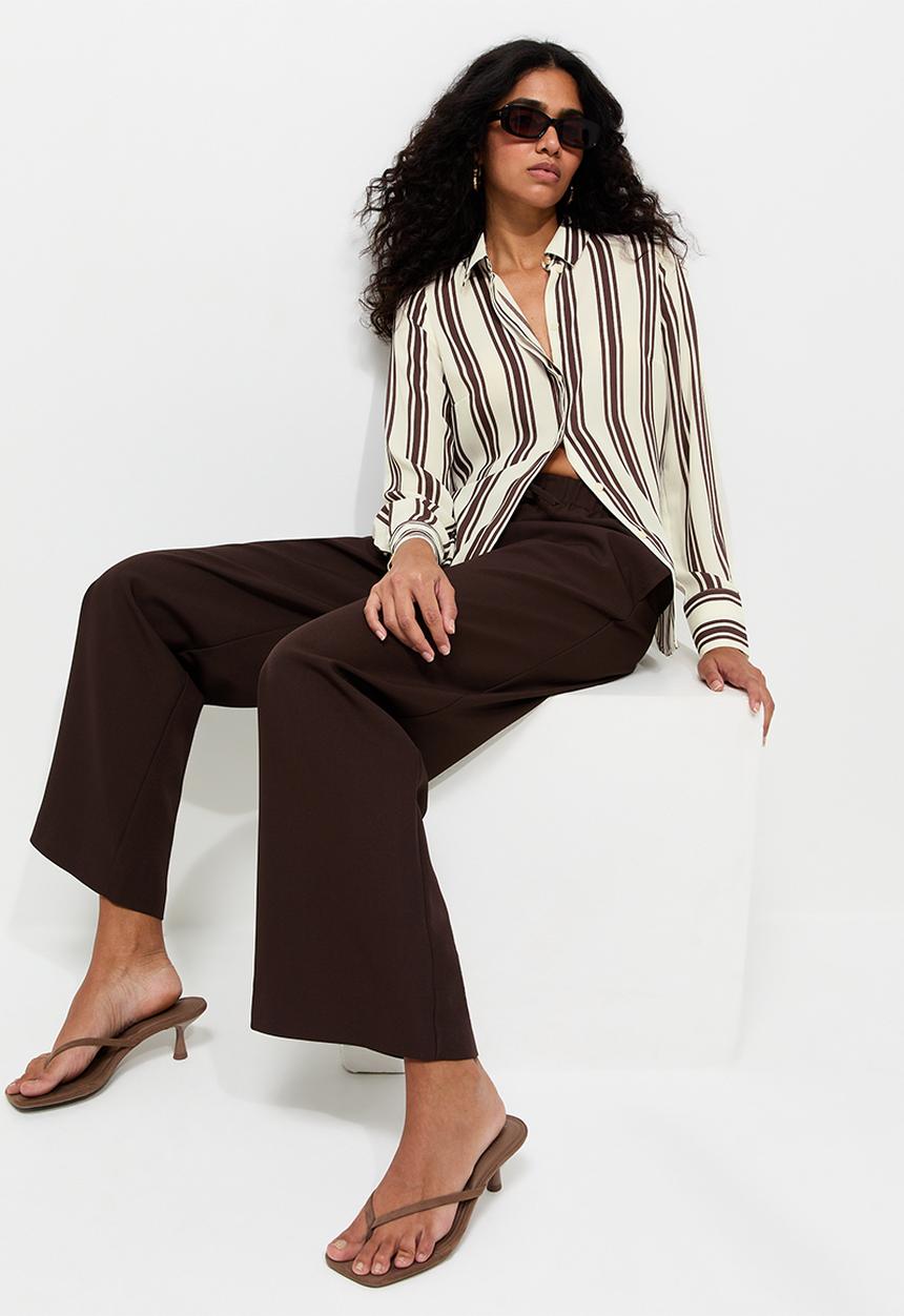 New Look - K Claire Print Long Sleeve Shirt - Brown