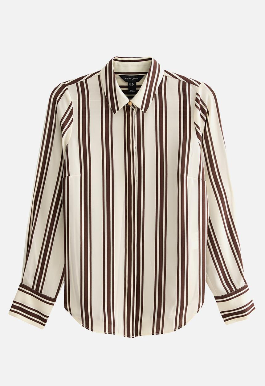 New Look - K Claire Print Long Sleeve Shirt - Brown