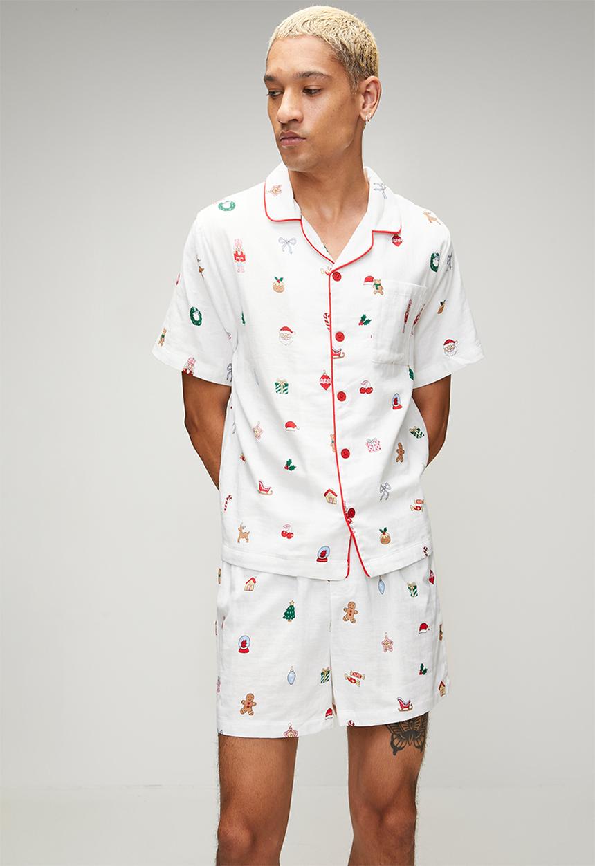Cotton On - Adults Woven Family Xmas Pj Set-Vanilla/Everything Christmas