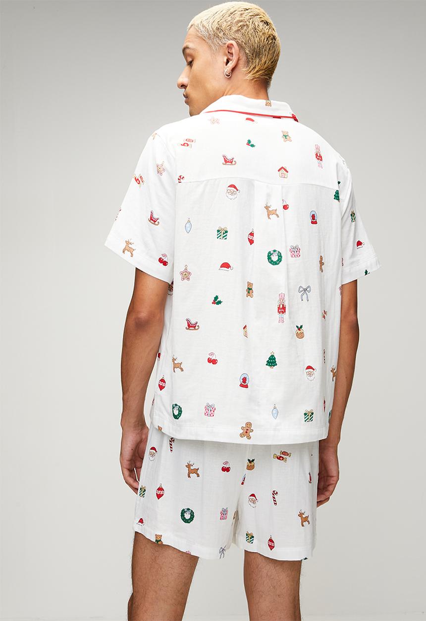 Cotton On - Adults Woven Family Xmas Pj Set-Vanilla/Everything Christmas