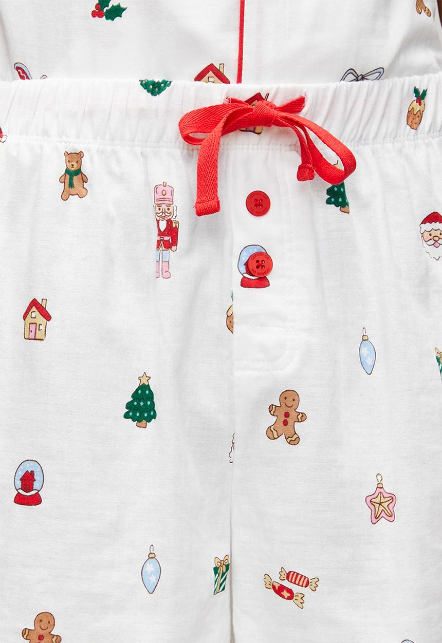 Cotton On - Adults Woven Family Xmas Pj Set-Vanilla/Everything Christmas