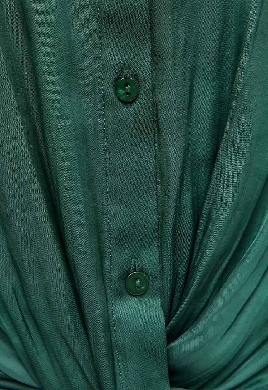 New Look - K Sue Satin Twist Shirt - Pine Green