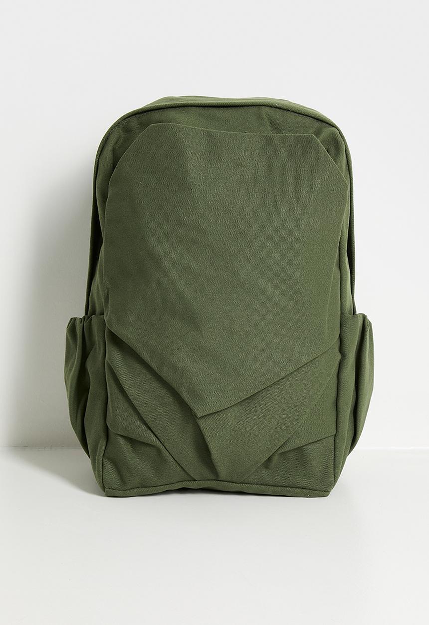 Pop Candy - Pleated front pocket backpack - army green