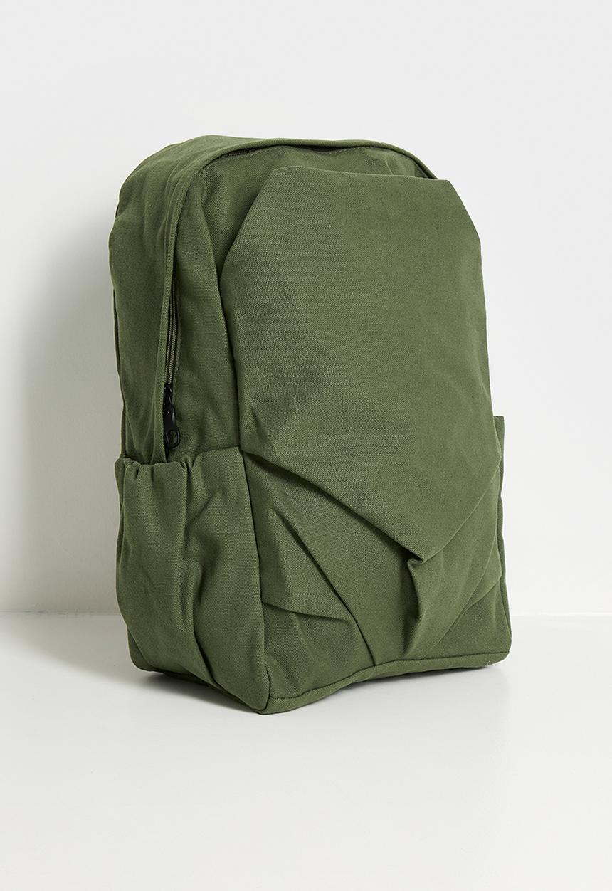 Pop Candy - Pleated front pocket backpack - army green