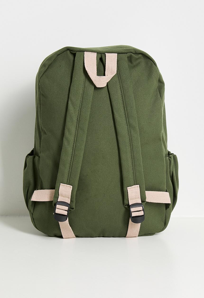Pop Candy - Pleated front pocket backpack - army green