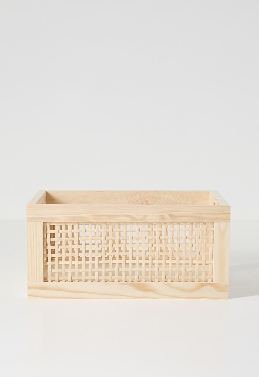 Pop Candy - Small rattan detail storage box - light beige