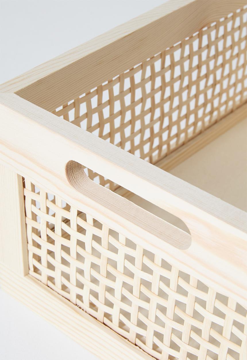 Pop Candy - Small rattan detail storage box - light beige