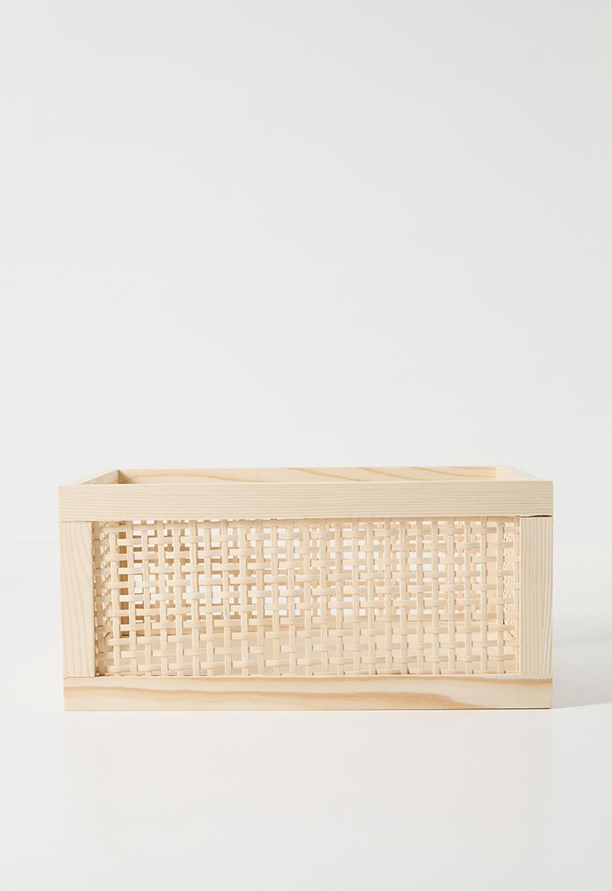 Pop Candy - Medium rattan detail storage box - light beige