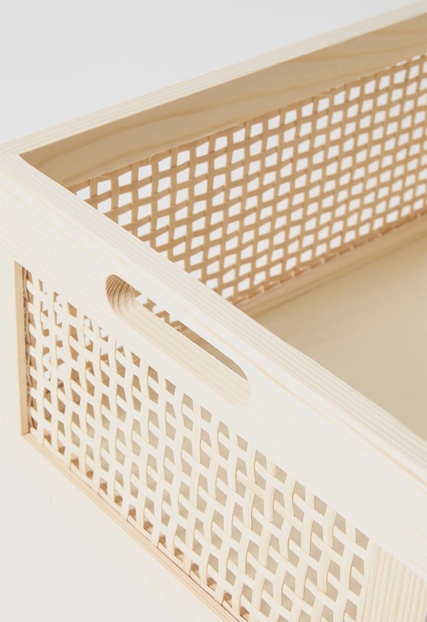 Pop Candy - Medium rattan detail storage box - light beige